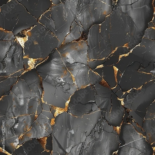 Fototapeta Seamless Abstract Background With multicolored waves and lines marble texture. 3d render illustration. Gold and black marble patterned texture background. Black marble texture 