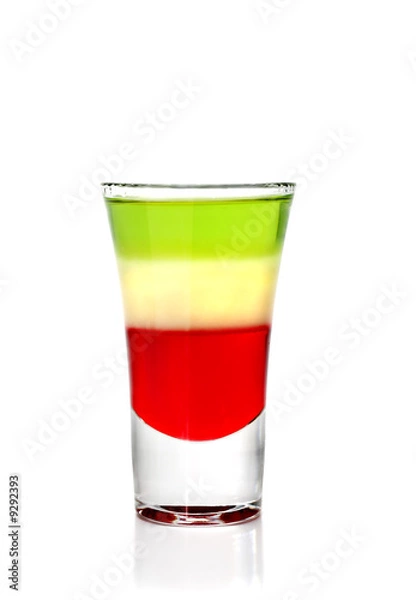 Fototapeta Layered Cocktail Shooter Isolated on White Background