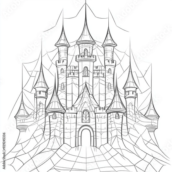 Fototapeta gothic castle with large spider web