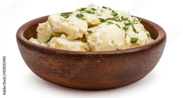 Fototapeta Creamy mashed potatoes with fresh herbs