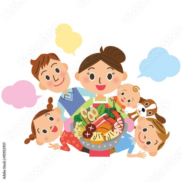 Obraz 鍋を囲む家族