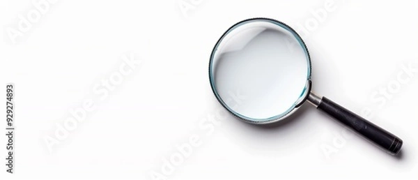 Fototapeta  A magnifying glass with a black handle against a white background