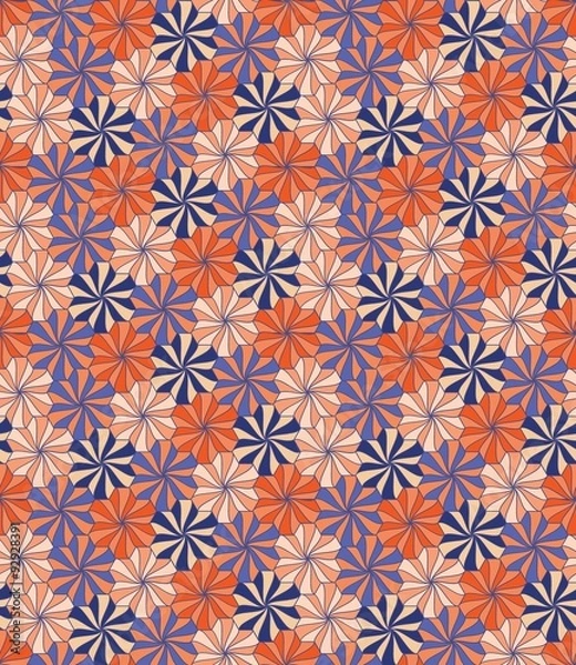 Fototapeta Vector modern seamless colorful geometry pattern, flowers, color abstract geometric background, trendy multicolored print, retro texture, hipster fashion design