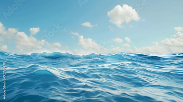 Fototapeta Ocean Horizon: A serene expanse of turquoise water, rippling gently under a sky adorned with fluffy white clouds. The vastness of the ocean evokes a sense of tranquility and freedom.