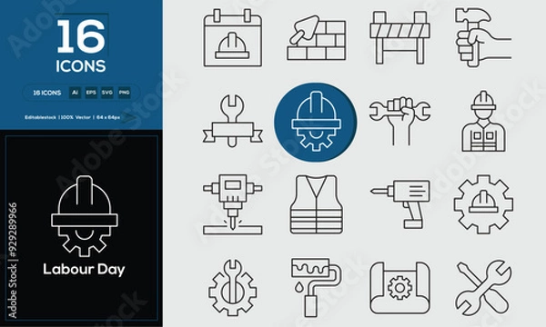 Fototapeta Labour Day Set of high-quality icons that are suitable for Sadness. And change your next projects with minimalist icon design, perfect for websites, mobile apps, books, social media