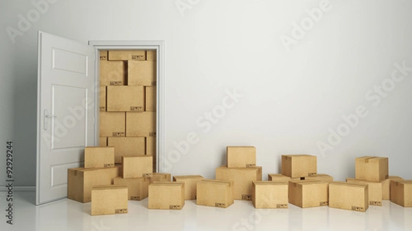 Fototapeta Boxes in empty room 3D