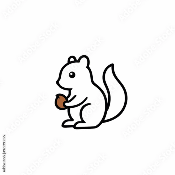 Fototapeta Ilustración vectorial minimalista simple de dibujos en contorno. Animales bebé con un fondo aislado blanco.
