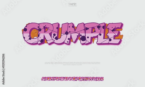 Fototapeta Street Graffiti Tag Font, handwritten Typography vector art. A, B, C, D, E, F, G, H, I, J, K, L, M, N, O, P, Q, R, S, T, U, V, W, X, Y, Z and Arab numerals 0, 1, 2, 3, 4, 5, 6, 7, 8, 9 Graffiti font.