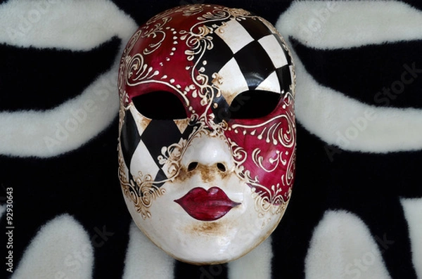 Fototapeta Venetian mask on a black and white background 

