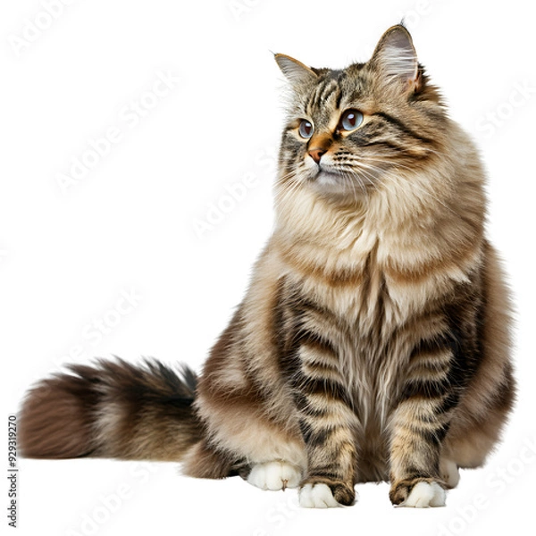 Obraz Potrait of Sitting cat looking aside. png isolated background. transparent background