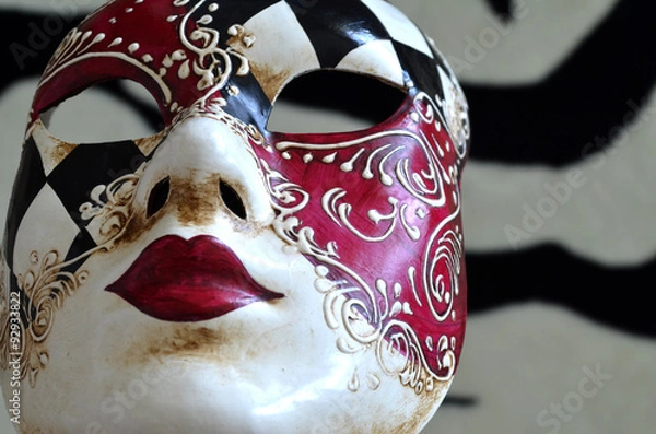 Fototapeta Venetian mask on a black and white background 

