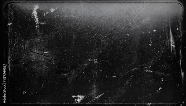 Fototapeta Dusty scratched and scanned old film texture with cracks; dirty grunge style overlay for photo or banner