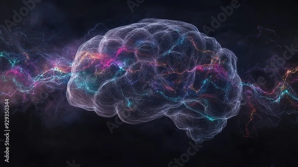 Fototapeta Digital high tech brain. Digital Artificial Intelligence illustration depicting the concept of advanced smart brain technology.