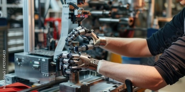 Fototapeta A person working on equipment in an industrial setting, with potential uses including commercial and editorial contexts