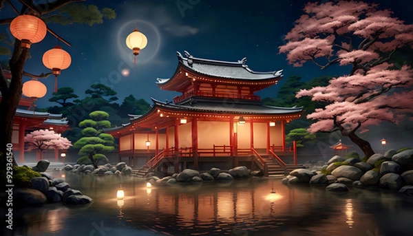Obraz chinese temple in night