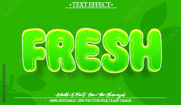 Fototapeta Fresh Vector Text Effect Editable Alphabet Green  Clean Mint Soft