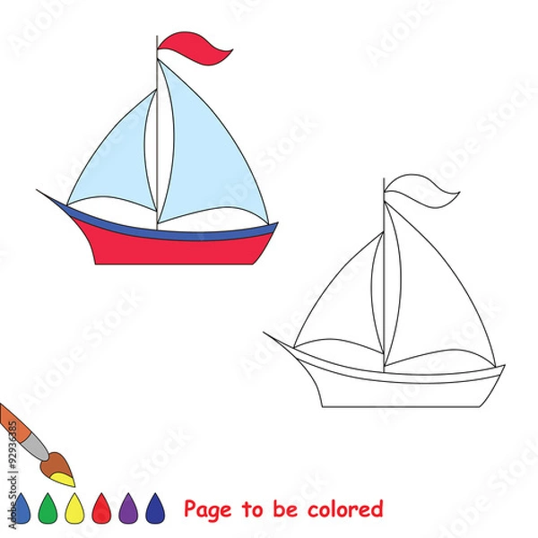 Obraz Trace game. Vector boat to be colored.