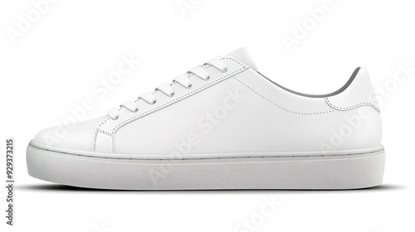 Fototapeta A pair of high-top sneakers in grey with a modern design, side view full length on a transparent background -