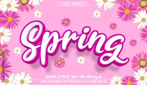 Obraz Spring Vector Text Effect Editable Alphabet Floral Purple Botanical Flora