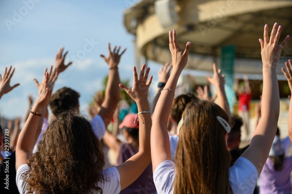 Obraz Young people dancing to Christian songs at Mladifest 2024, the annual youth festival in Medjugorje.