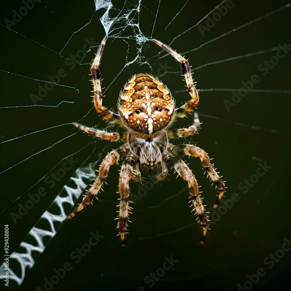 Fototapeta Spider on the web, Close-up