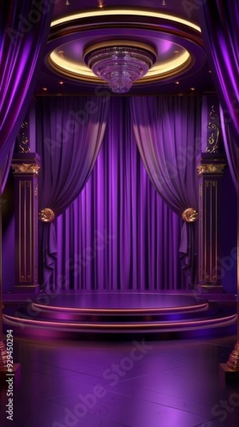 Fototapeta 3d render theater stage background, podium for product stand display, advertising, mockup. 