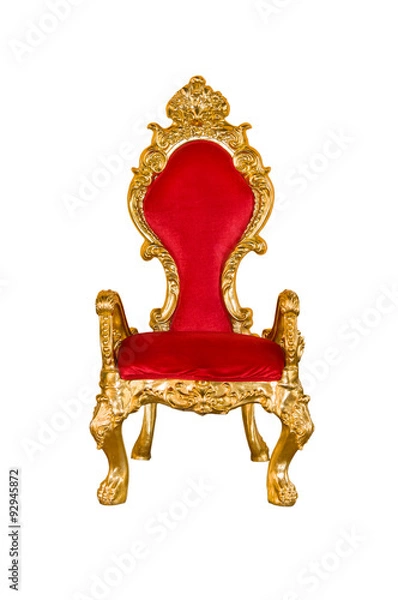 Obraz Stare czerwone krzesło na białym tle.