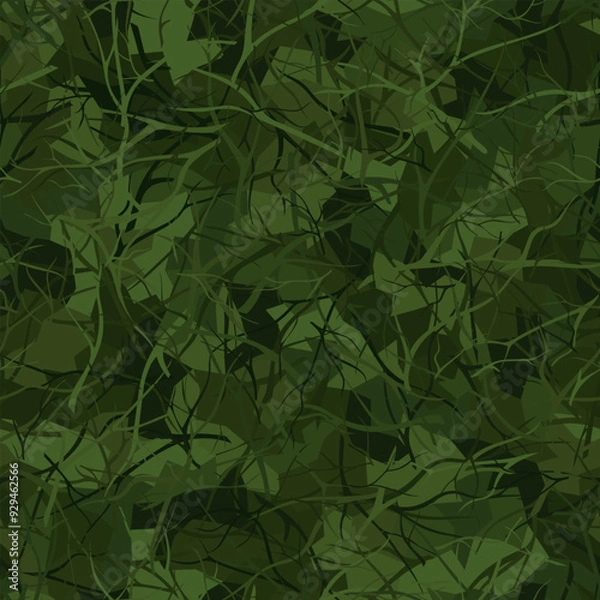 Fototapeta Green abstract branch seamless background of randomly bands and wavy lines