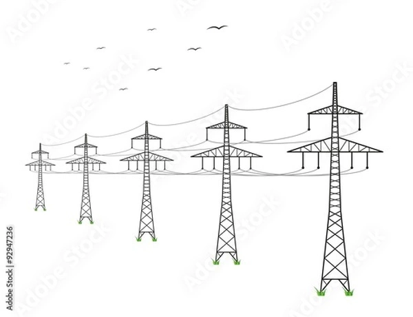 Fototapeta high voltage power lines