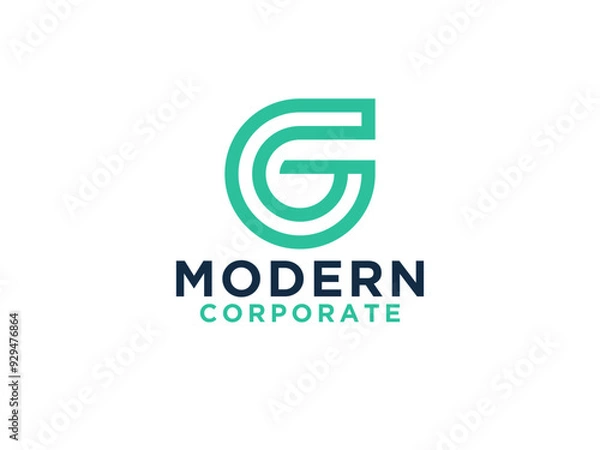 Fototapeta Abstract Initial Letter G Logo. Linear Leaf Symbol isolated on White Background. Usable for Branding and Nature Logos.