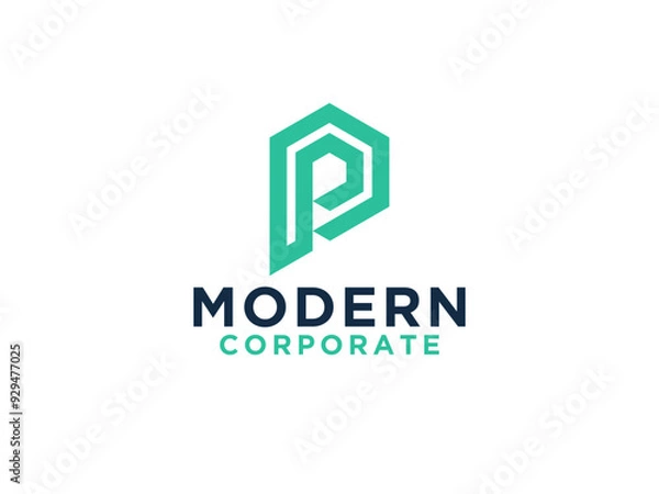 Fototapeta Initial Letter P Logo. Geometric Linear Style isolated on White Background. Usable for Business and Branding Logos.