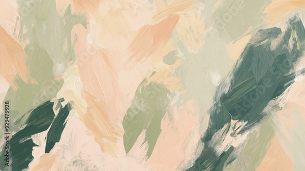 Fototapeta A textured surface featuring green and orange paint, showcasing dynamic brush strokes that create a visually appealing pattern.  