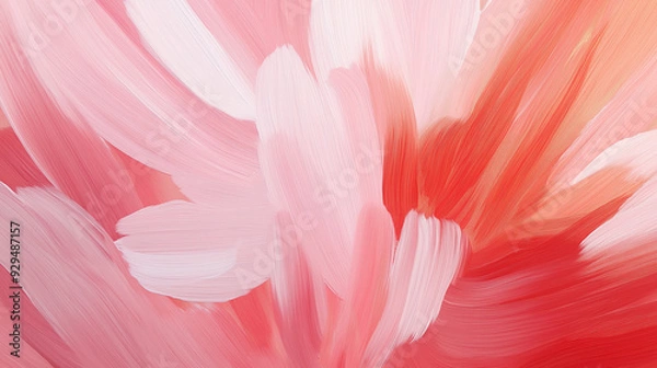 Fototapeta A textured surface featuring pink and white paint, showcasing dynamic brush strokes that create a visually appealing pattern.