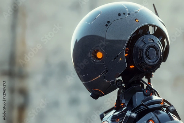 Obraz head of a modern futuristic white robot powered by artificial intelligence, generative AI