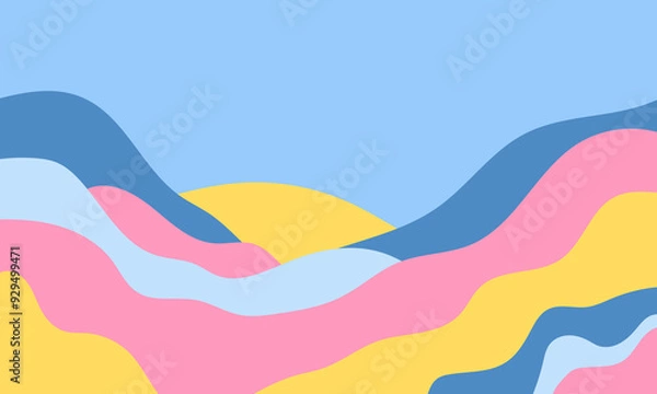 Fototapeta Pastel Waves Abstract Background - Vector