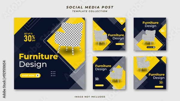 Obraz Furniture design sale promotion banner template collection social media post design layout template background element 