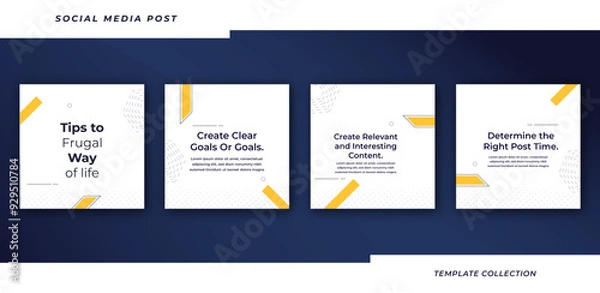 Fototapeta social media tutorial, tips, collection set social media post square web banner template layout template background design element promotion