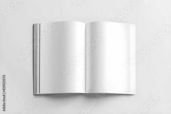 Fototapeta Mockup of brochure with fold. Blank mock up of booklet and catalogue. White paper of magazine. A4 mockup size