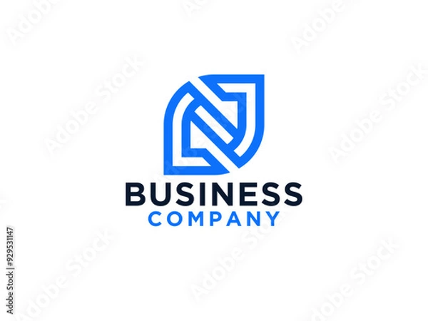 Fototapeta Abstract Initial Letter N Logo. Geometric Style isolated on White Background. Usable for Business and Technology Logos.