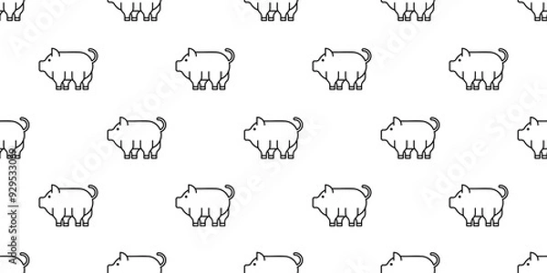 Obraz Cute piggy pattern drawing artline