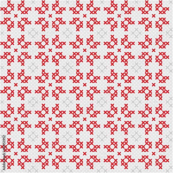 Fototapeta Christmas and winter seamless background with detailed pattern made from stitches for cards, wrapping, web page backgrounds, textile designs, fills, banners, events invitation, menus