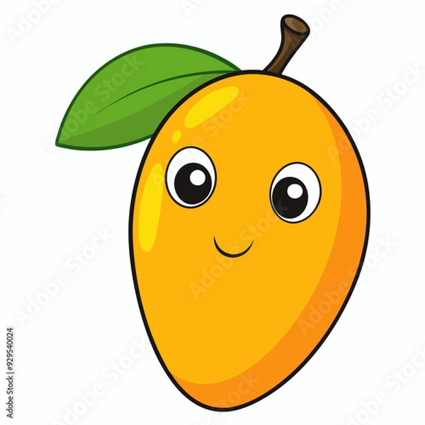 Fototapeta mango cartoon isolated on white, mango vector illustration, mango vector art, mango berry silhouette, food icon, mangos line art, eps