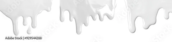 Fototapeta Spilled milk puddle isolated on white background and texture, top view