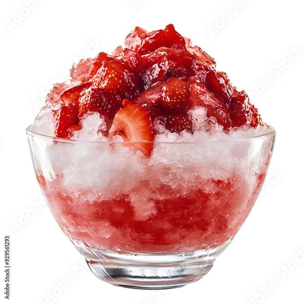 Obraz 苺のリアルなかき氷、背景は白