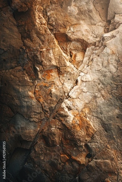 Fototapeta A close-up of a rock with a bird sitting on top