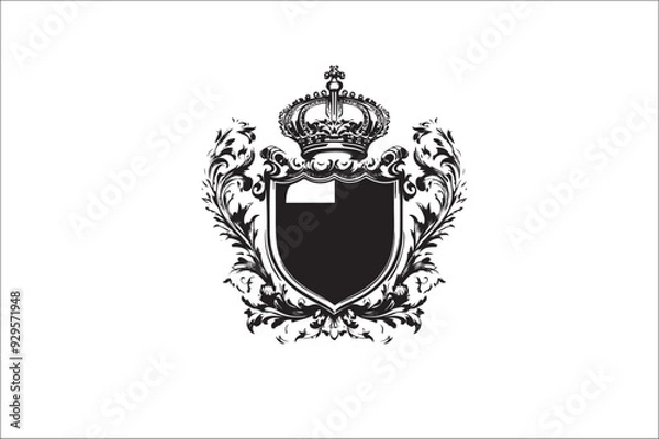 Obraz Abstract coat of arms shield Vector Silhouette. Vintage shield Vector Silhouette. Shield Vector Silhouette Bundle.