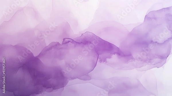 Fototapeta Soft purple watercolor abstract design with flowing shapes and gradients.
