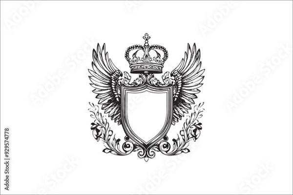 Fototapeta Abstract coat of arms shield Vector Silhouette. Vintage shield Vector Silhouette. Shield Vector Silhouette Bundle.