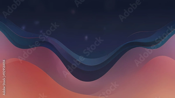 Fototapeta abstract background featuring a smooth gradient from deep ocean blue to vibrant coral pink, with subtle waves and flowing lines to evoke a sense of calm and serenity