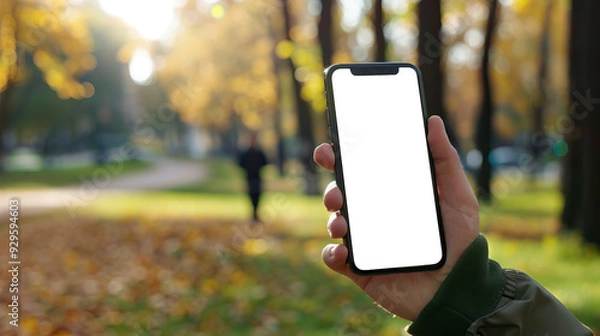 Obraz Blank Phone Screen in Autumn Park